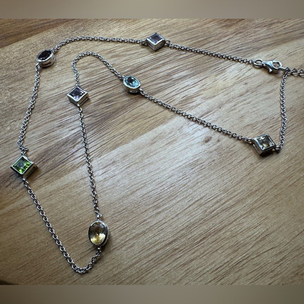 Gem stone necklace (sterling silver)